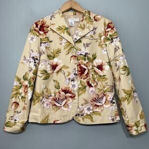 Coldwater Creek Jacket Size Petite Small Floral Blazer English Country Cottage